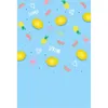 デジタルプリントレモンスイカパイナップルフラミンゴ背景ブルーベビーシャワー小道具子供女の子春夏の写真背景
