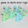 Nouveau Glow in the dark Mini Silicone Bongs Conduites D'eau Bongs En Verre Herbal Dab Oil Rig Conduites D'eau En Verre Bong fumer dab rigs