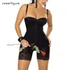 Sexy bout à bout Body femmes Lingerie Shorts dentelle fermeture éclair minceur corps Shaper façonnage dames sous-vêtements costume ensemble