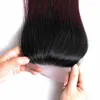 스트레이트 1B99J Red Wine Ombre Human Hair Weaves 4x4 중간 부분 및 3pcs 번들과의 부품 레이스 폐쇄 전신 비정형 8335860