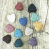 Flerfärgad 20mm hjärta form naturlig lava sten sten pärlor DIY eterisk oljet diffusor hängen smycken halsband örhängen gör