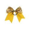 Fiocco da allegria in nastro solido da 8 pollici per ragazze Boutique per bambini Grandi fiocchi per capelli da cheerleader Accessori per capelli con paillettes per bambini