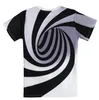 Noir et blanc Vertigo impression hypnotique t-shirt Unisxe drôle à manches courtes t-shirts hommes haut pour femme hommes 3D T-shirt303F