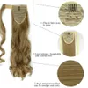 Hot koop 18 "Lange golvende natuurlijke paardenstaartklem in Paardenstaarten Haarextensies Wikkelen rond op synthetisch haarstuk voor mens