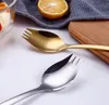 Top escolha aço colorido 304 Spork Noodle garfos, prata brilhante ouro cobre preto arco-íris Spork SN482