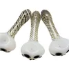 DHL Free 4.4 pollici Pipa per bruciatore di olio di vetro Pipa di vetro di Halloween Fantasma Tubi di fumo Stripe Hand Spoon Pipe Tubi di tabacco Regalo di Halloween