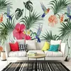 Skandinavische handgemalte Aquarell tropische Blatt-Vogel-3D-Wandpapier-dekorative Malerei Tapete für Walla Home Verbesserung
