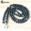 SN1382 Neues Design Damen Mattschwarzer Onyx 108 Mala Perlen Armband oder Halskette Lotus Charm Yoga Armband 344E