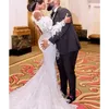 Dubai Luxury Feather Wedding Dress Beaded High Neck Long Sleeves Applique Lace Bridal Dress Crystal Backless Mermaid Wedding Gowns