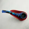 2018 Nouveau Mini Tuyau De Silicium Portable Avec Bol En Verre Tabac Fumer Tuyau Longueur 11.5cm Silicone Main Cuillère Tuyau Rig Narguilé Bongs