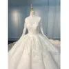 Suknie ślubne Muzułmańskie wysokie szyi ręcznie ręcznie robione aplikacje koronkowe suknie balowe suknie ślubne vestido de nova niestandardowe Plus 2916