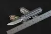 High End 4 Handle Colors Mini Flipper Folding Kniv D2 Drop Point Satinblad CNC TC4 Titanlegering Handtag med halsbandskedja