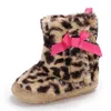 Winterlaarzen Warm Pasgeboren Baby Meisjes Prinses Leopard Eerste Walkers Zachte Soled Schoenen Zuigeling Peuter Kids Girl boog-knoop schoeisel