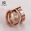 Rhinestone Rings For Women Stainless Steel Rose Gold Roman Numerals Finger Rings Femme Wedding Engagement Rings Jewelry