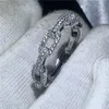 Vecalon Luxury Smycken 100% Soild 925 Sterling Silverring 5A Zircon CZ Chain Form Engagement Bröllop Band Ringar för Kvinnor Män