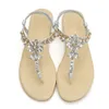 Kolnoo Nya Enkla Kvinnors Lägenheter Sandaler T-Rem Beading String Rhinstone Flat Shoes Casual Prom Fashion Sandals N006
