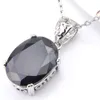 Novel LuckyShine Bruid Sieraden Set Oval Black Onyx Gems Zilveren Hangers Kettingen Oorbellen Sieraden Zirkoonsets voor Vrouwen