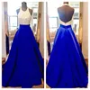 Royal Blue Ball Gown Prom Kleider 2020 Sexy Juwel Lange Abendkleider Kleider mit funkelnem Perlenmieder für Teenager Party6929376