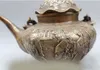 10" China Chinese Bronze Three Belle 8 treasure Statue TeaPot Wine Pot Flagon