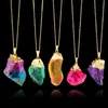 Luxe Quartz Natuursteen Kettingen Onregelmatige Crystal Druzy Healing Gemstone Hanger Gouden Ketting Ketting voor Dames Sieraden