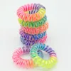 Lot 100Pcs RainBow Hair Bands Colorful Elastic Rubber Telephone Cord Wire Ties & Plastic Spiral Coil Wrist Rope Accessory