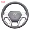 Housse de volant de voiture en cuir artificiel yuji-hong pour Hyundai ix35 2010-2015 housse de direction cousue à la main