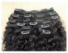 Mongolian Kinky Curly Hair Clip in Human Hair Extensions 7pcs 100g Nautral Color