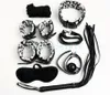 Bondage Furry Pantherine Ensemble de retenue Fouet Collier de cheville Poignets Gag Clips pour les yeux bandés # R78