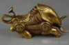 Wholesale - China Handwork Copper Carve Whole Body C0in Rare Get Rich Big Bullfight Statue