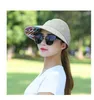 큰 머리 챙이 넓은 비치 모자 UV 보호 여성 모자와 5PCS 여성 여름 일 모자 진주 팩커 블 일 바이저 모자