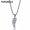 Topgrillz Hiphop Angel Wingsペンダントネックレス銅ゴールド/シルバーカラーメッキアイスアウトマイクロ舗装CZ女性ジュエリー3チェーン