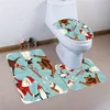 Kerst Badkamer Toilet Mat Set Sokkel Tapijt + Deksel Toilethoes + Bad Mat Set Christmas DRCOR Drop Shipping