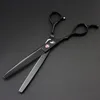 Vänsterhand Lander 70 tum Black Lacquer Cuttthinning Scissors Kit med läderfodral Comb Lacquer2723725