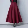 Mujeres de invierno Falda de lana larga Moda High Cintura Faldas básicas de lana básica Femenino Casual grueso Cálido Elástico A-Line MAXI Faldas O839 C18110801