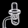 Quartz banger round bottom with spin quartz carb cap quartz bead flat top domeless polished joint for glass bong dab rigs