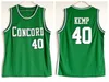 Mens Shawn Kemp #40 콩코드 고등학교 농구 유니폼 빈티지 그린 스티치 셔츠 S-XXL293B