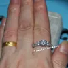 choucong Jewelry Three-stone Genuine Diamond ring 925 Sterling Silver Women Engagement Wedding Band Ring