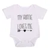 My Auntie Love Me List Baby Boy Girls Romper Cute Kombinezon Bawełniane Odzież Odzież 0-18m