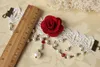 レディースセクシーな手作り赤い花バラローズホワイトレースフェイクパールドロップアームバンドアームバンドアームレットブレスレットブライダルダンスウェディングファッション5581456