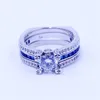 Victoria Wieck Luxe Dames Blue Birthstone Zirkoon CZ Ring 925 Sterling Zilveren Dames Engagement Wedding Band Ring SZ 5-11 Gift