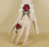 Hot style Goth vintage butterfly white lace wine red rose lady's bracelet band ring sen fashion classic exquisite elegance
