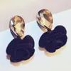 Fashion velvet Flower Earrings for Women Party Water Drop Resin Dangle Earrings Korean Jewelry Charms Accessories