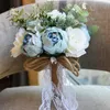 Bridal Bouquets For Wedding With Roses in 7 Colors Blue Red Champagne Cream Pink Fuchsia Handmade Artificial Wedding Bouquets BWD5400293