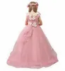 Novo estilo encantador rosa flor menina vestido princesa pageant baile de formatura ocasião especial crianças vestido primeira comunhão vestido yyytz9172114