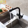 Rolya Premium Latão Sólido Preto Fosco Torneira Da Cozinha Tri-Flow Swivel Sink Mixer 3 vias Torneira Filtro De Água