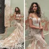 Sexy Sheer Neck Berta Suknie Ślubne 2020 Cap Rękawy Koronki Aplikacja Mermaid Suknie Ślubne Tulle Court Train Plus Size Vestidos de Novia