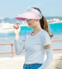 도매 여름 스포츠 단순화 된 디자인 큰 처마 빈 상단 썬 스크린 야외 특수 sunless 모자 접이식 사이클링 일 음영 패션 모자