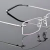 QianJing Alloy Rimless Optical Eyeglasses Rimless Spectacle Frame Men Gents Frameless Clear Glasses Gold Prescription Eyewear9381664