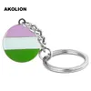 Gay Pride Genderqueer Pride porte-clés rond en métal porte-clés bijoux de mode pour la décoration