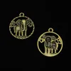 33 st Zinklegering charms antik bronspläterad cirkel elefant charm för smycken som gör diy handgjorda hängen 28mm